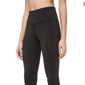 Lululemon Black Cropped Leggings with Reflective Pockets